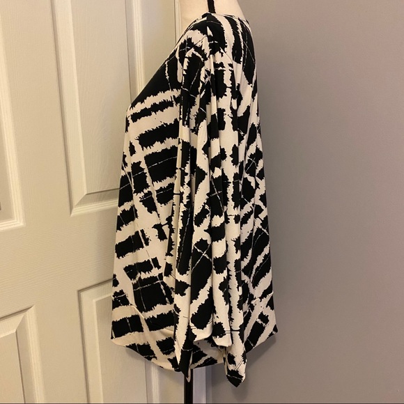 CHICO’S Black Plaid Metallic Drapey Blouson Top - Picture 8 of 11